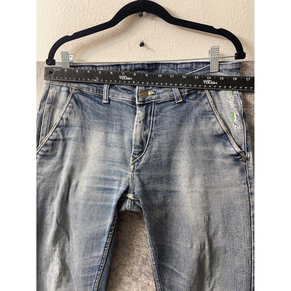 Kozan Medium Wash Straight Leg Jeans Distressed Streetwear Patches Blue 31x31 - Picture 7 of 16